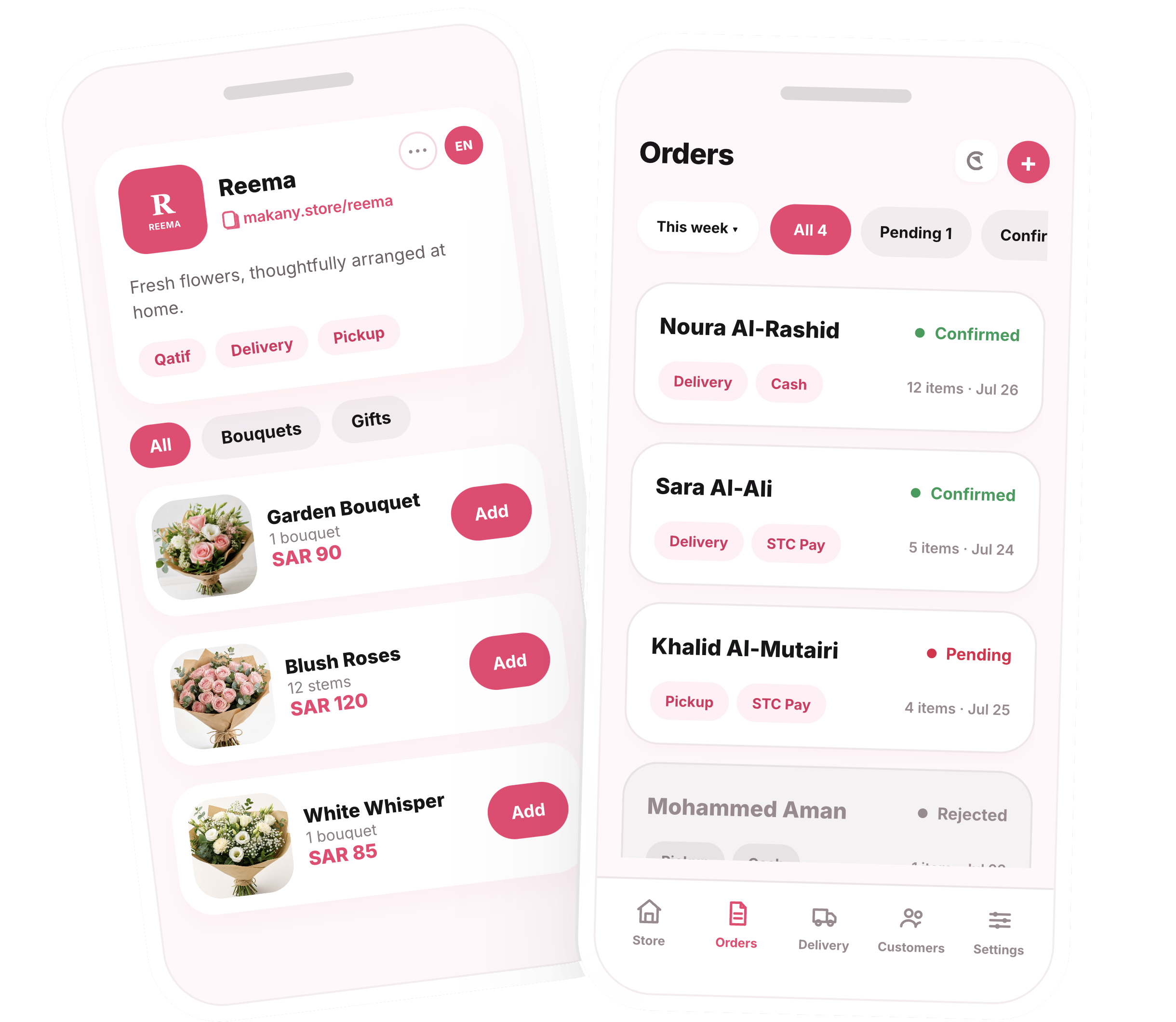 Makany storefront and orders app preview