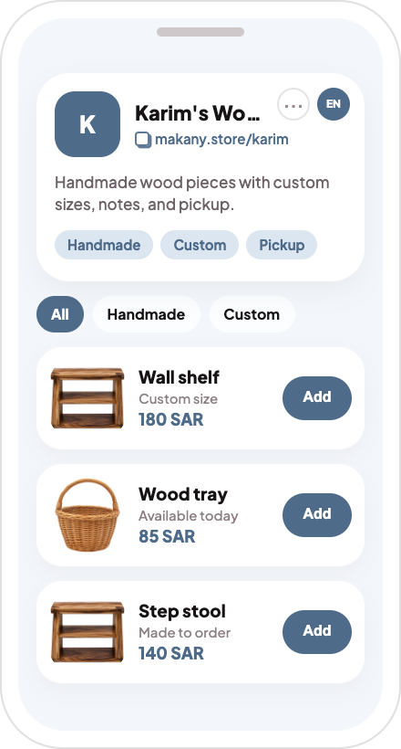 Handmade storefront